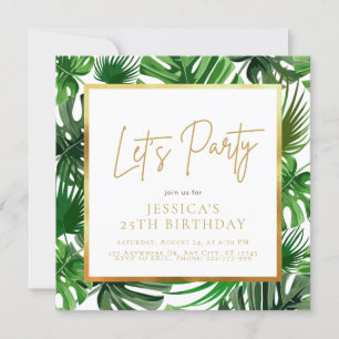 Gold and Green Birthday Invitation