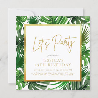 Gold and Green Birthday Invitation