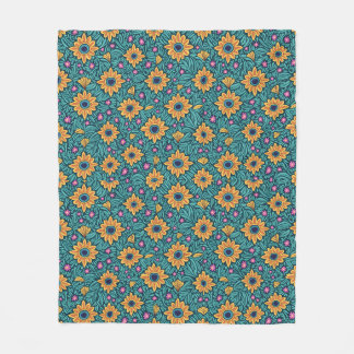 Gold and Green Blanket Floral Seamless Designs.