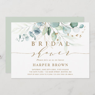 Gold and Green Botanical Bridal Shower Invitation