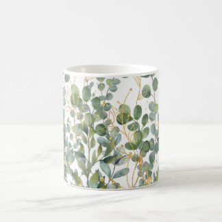 Gold And Green Botanical Eucalyptus Leaves Coffee Mug