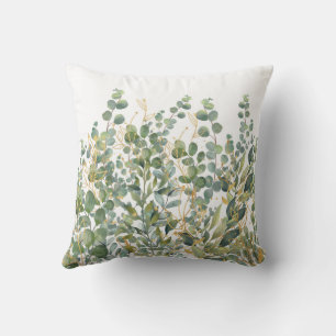 Gold And Green Botanical Eucalyptus Leaves Throw Pillow
