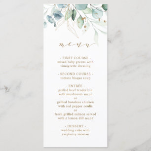 Gold and Green Botanical Wedding Menu