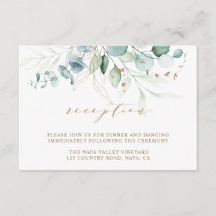 Gold and Green Botanical Wedding Reception Enclosure Card