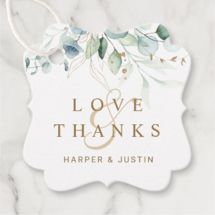 Gold and Green Botanical Wedding Thank You Favour Tags