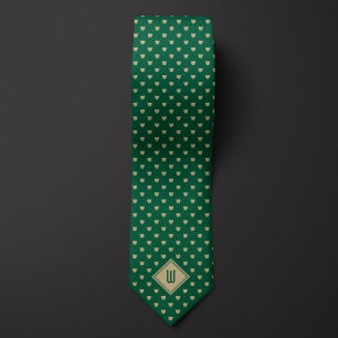 Gold and Green Classy Cat Monogram Tie