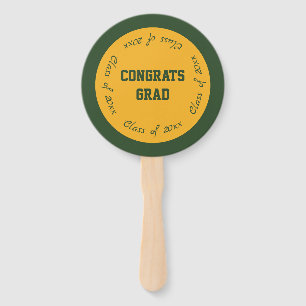 Gold and Green Congrats Grad Class of 2025 Hand Fan