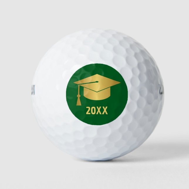 Gold and Green Custom Graduation  Golf Balls (Front)