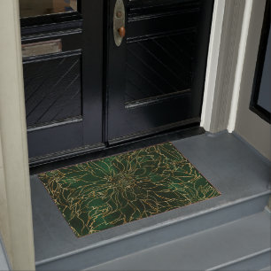 Gold and Green Dahlia Flower Doormat