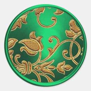 Gold and Green Damask Envelope Seal