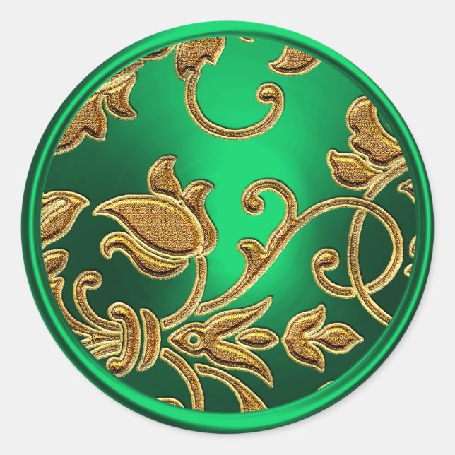 Gold and Green Damask Envelope Seal (Front)
