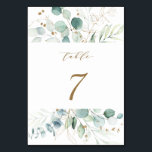 Gold and Green Elegant Botanical Wedding  Table Number<br><div class="desc">This wedding table number features watercolor peonies in navy blue,  white with foliage with feathers accents.</div>