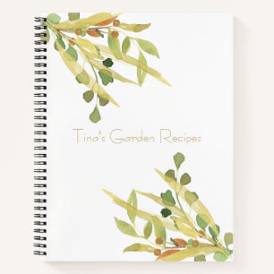 Gold and Green Foliage Recipe Organizer Notebook