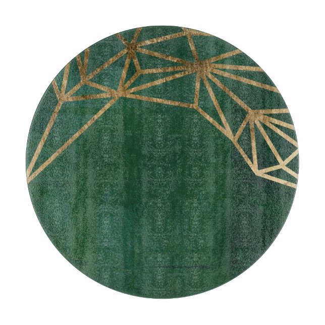 Gold and Green Jungle Web Cutting Board (Front)