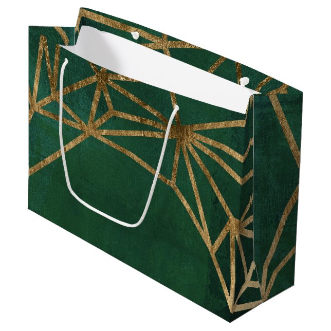 Gold and Green Jungle Web Large Gift Bag (Front Angled)