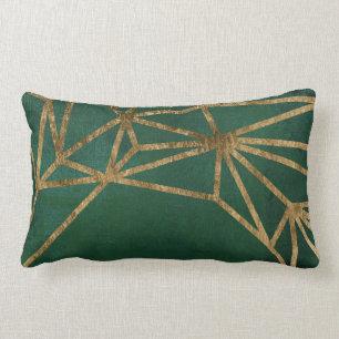 Gold and Green Jungle Web Lumbar Pillow