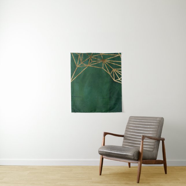 Gold and Green Jungle Web Tapestry (In Situ)