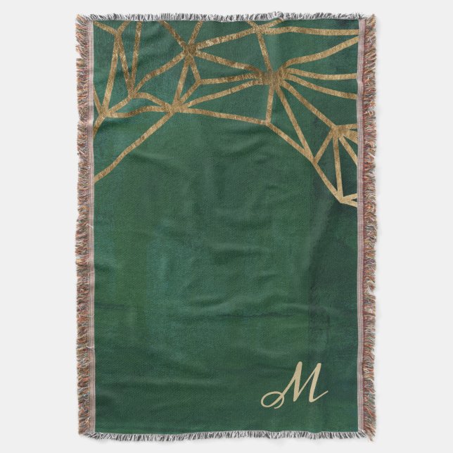 Gold and Green Jungle Web Throw Blanket (Front Vertical)
