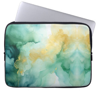 Gold and Green Marbled  Laptop Sleeve