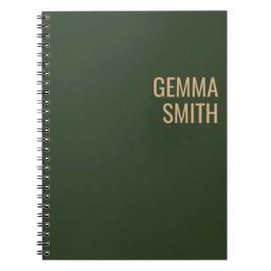 gold and green personalized monogram minimalist notebook