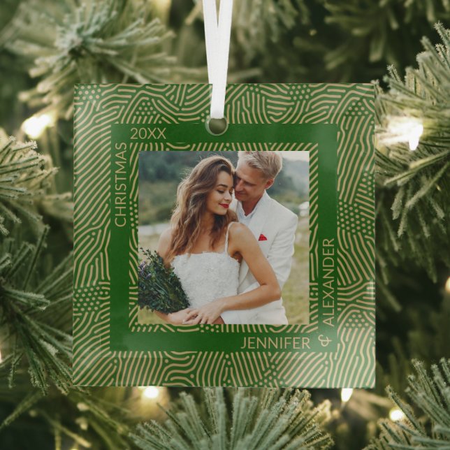 Gold and Green Photo Glass Ornament (Insitu)