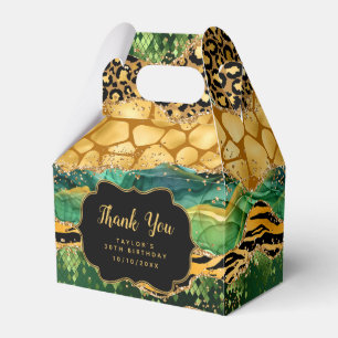 Gold and Green Safari Agate Birthday Thank You Favor Box