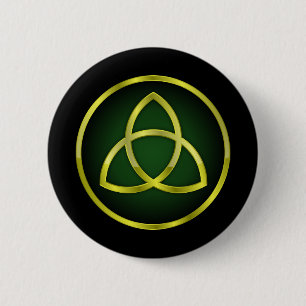 gold and green triquetra 2 inch round button