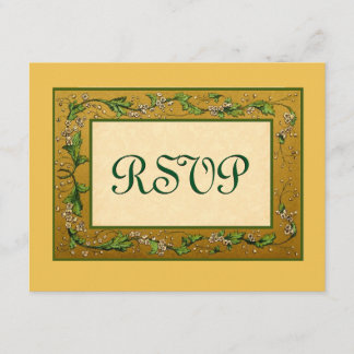 Gold and Green Vintage Flowers RSVP Large