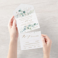 Gold and Green Watercolor Botanical Wedding All In