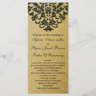 gold and green Wedding program