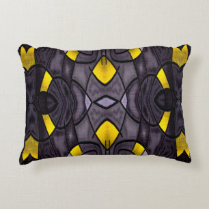 Gold and Grey Abstract Expressionism Accent Pillow