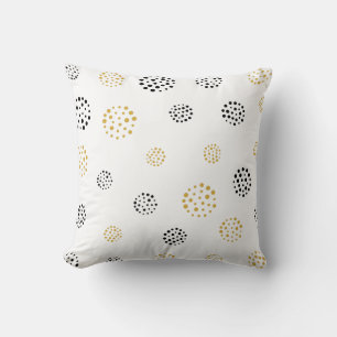 Gold and grey abstract starburst pattern throw pillow