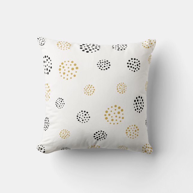 Gold and grey abstract starburst pattern throw pillow (Front)