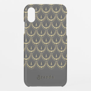 Gold and grey art-deco geometric design iPhone XR case