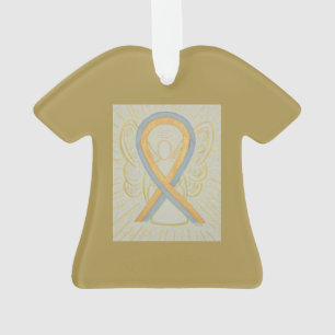 Gold and Grey Awareness Ribbon Angel Ornaments