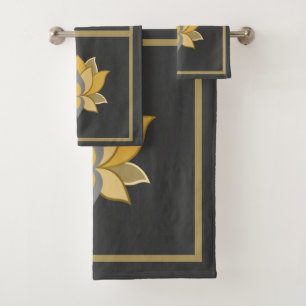 Gold and Grey Bath Towel Set