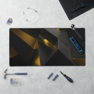 Gold and Grey Crystals Desk Mat