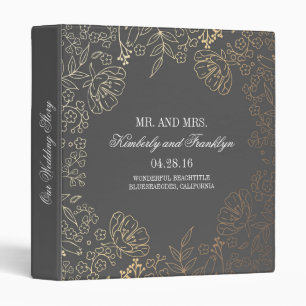 Gold and Grey Floral Vintage Wedding Binder