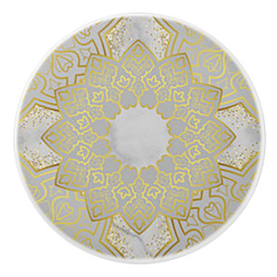 Gold and Grey Medallion Ceramic Knob/Pull Ceramic Knob