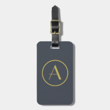gold and grey personalized monogram luggage tag