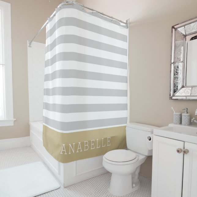 Gold and Grey Stripes Monogram | Editable Colours (In Situ)
