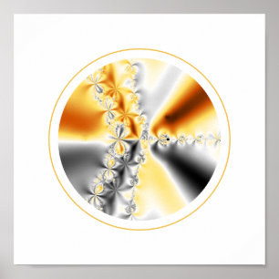 Gold and Grey Symmetrical Fractal Poster