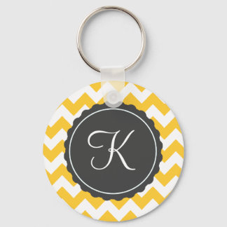 Gold and Grey Zig Zag Custom Initial Keychain