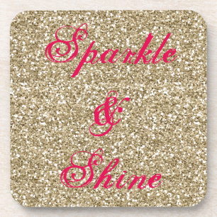 Gold and Hot Pink Glitter Sparkle and Shine Coaster