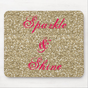 Gold and Hot Pink Glitter Sparkle and Shine Mouse Pad