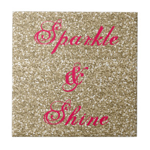 Gold and Hot Pink Glitter Sparkle and Shine Tile