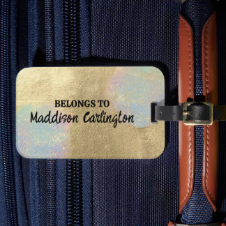 Gold And iridescent Glitter Texture Luggage Tag