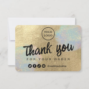Gold And Iridescent Glitter Texture Thank You Card