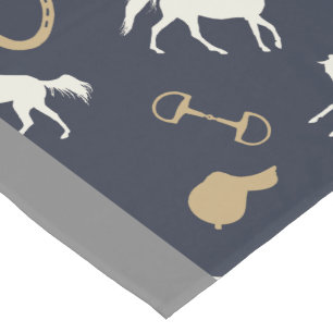 Gold and Ivory English Horses Pattern Long Table Runner