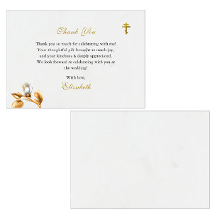 Gold and Ivory Orthodox Christian Bridal Shower Thank You Card